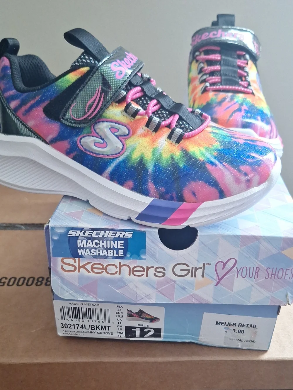 Skechers Girls Tie-Dye Slip-On Sneakers - Rainbow Glitter